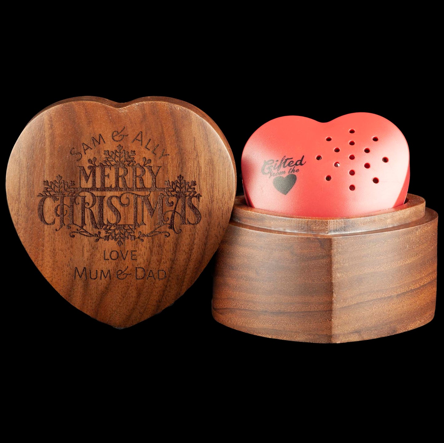 Merry Christmas Heart Type of Wood / Walnut Wood